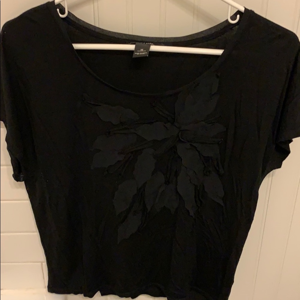 White House black market medium black flower shirt